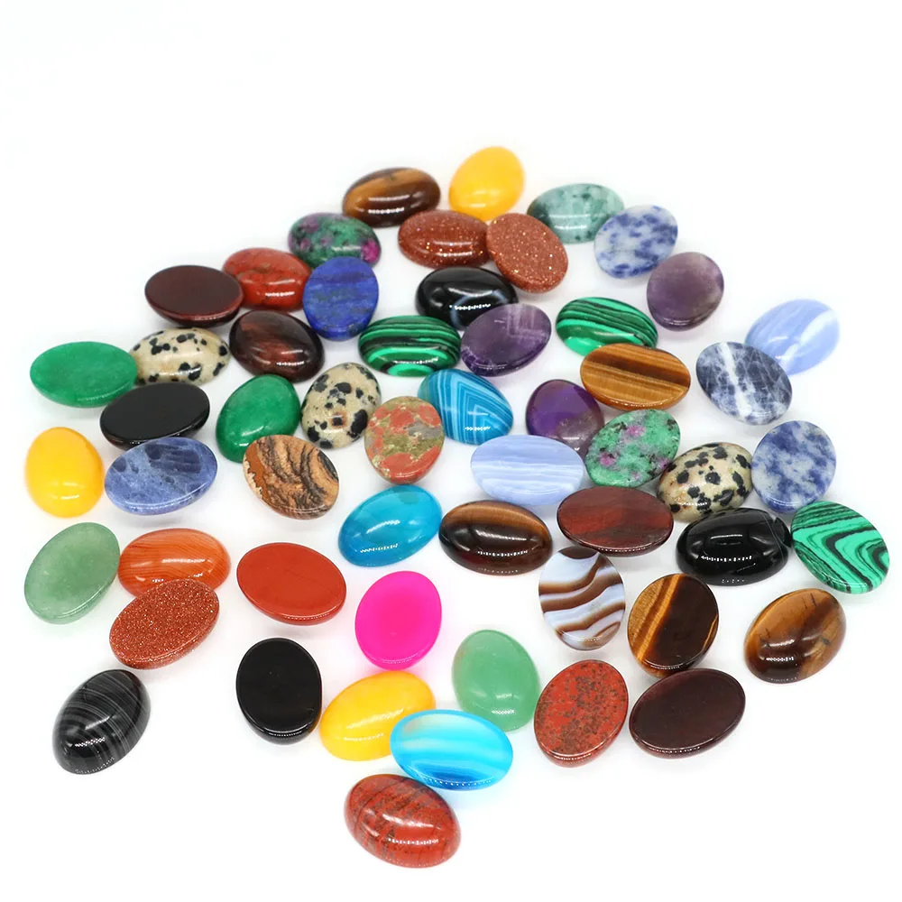 5pcs/Lot Natural Crystals Stone Oval Cabochon Beads Flat Back Cab Cameo DIY Ring Pendant Necklace Jewelry Making Accessories