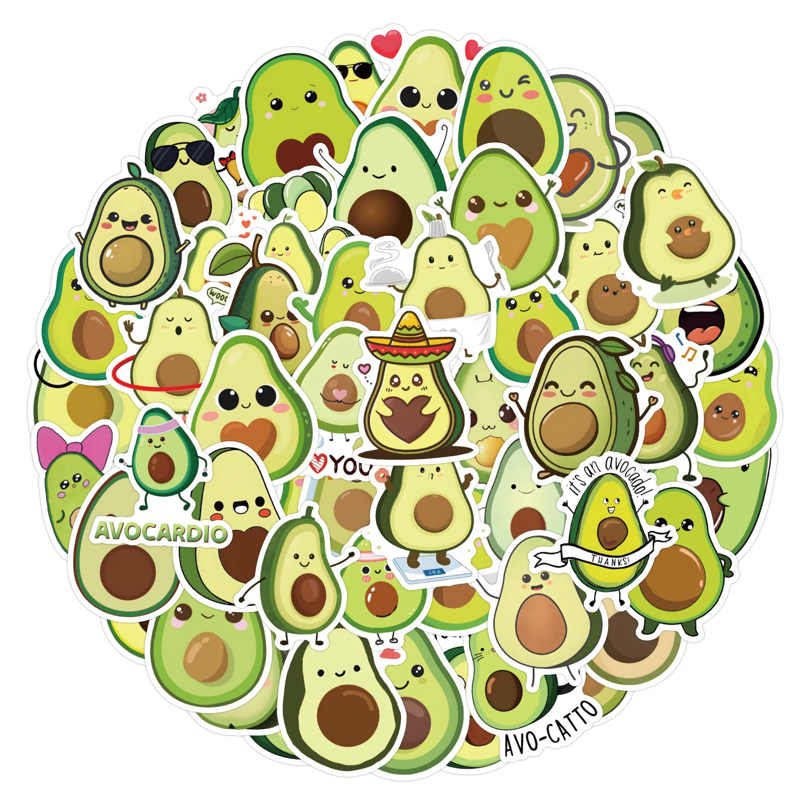 

50/110PCS Cartoon Avocado Proof Stickers Cute Fruit Decoration Decals Notebook Mobile Guitar Suitcase Graffiti DIY Child Toys