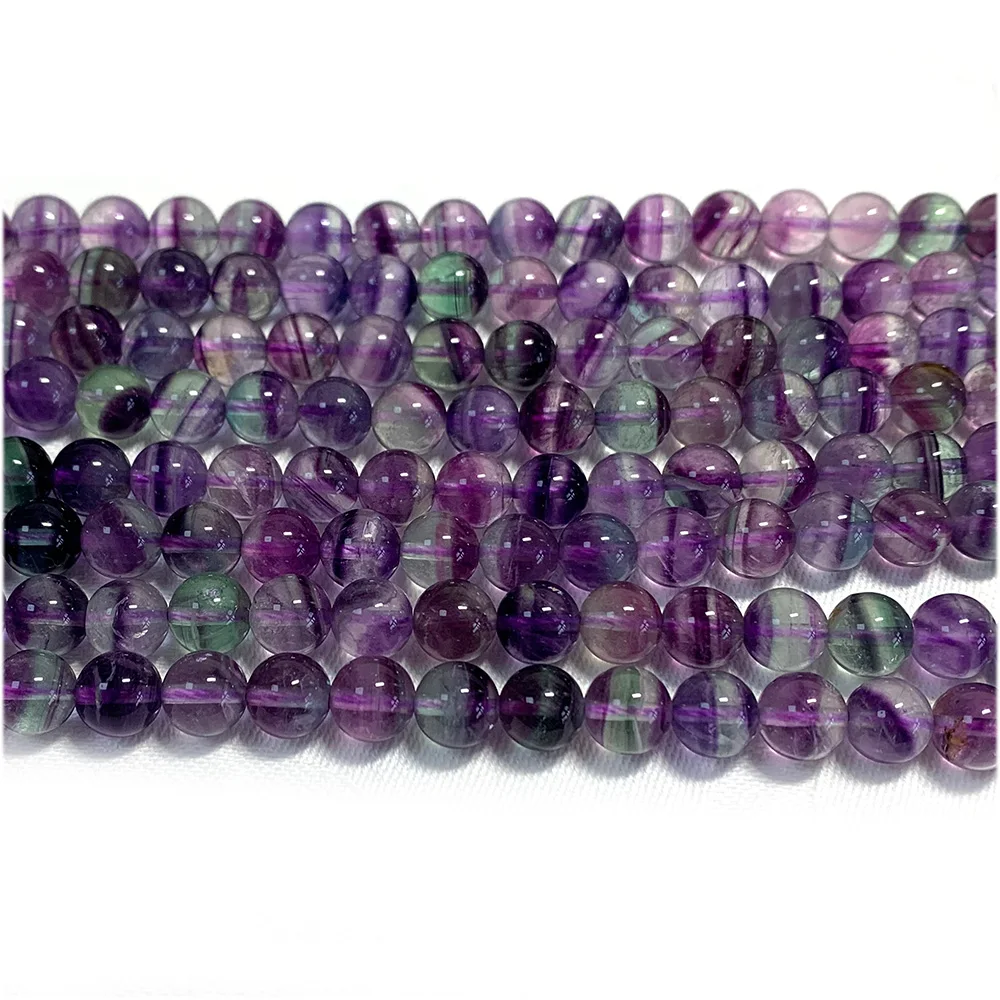 Veemake Clear Lace Purple Fluorite Round Beads For Jewelry Making Natural Gemstones Crystal DIY Necklace Bracelets Earrings07621