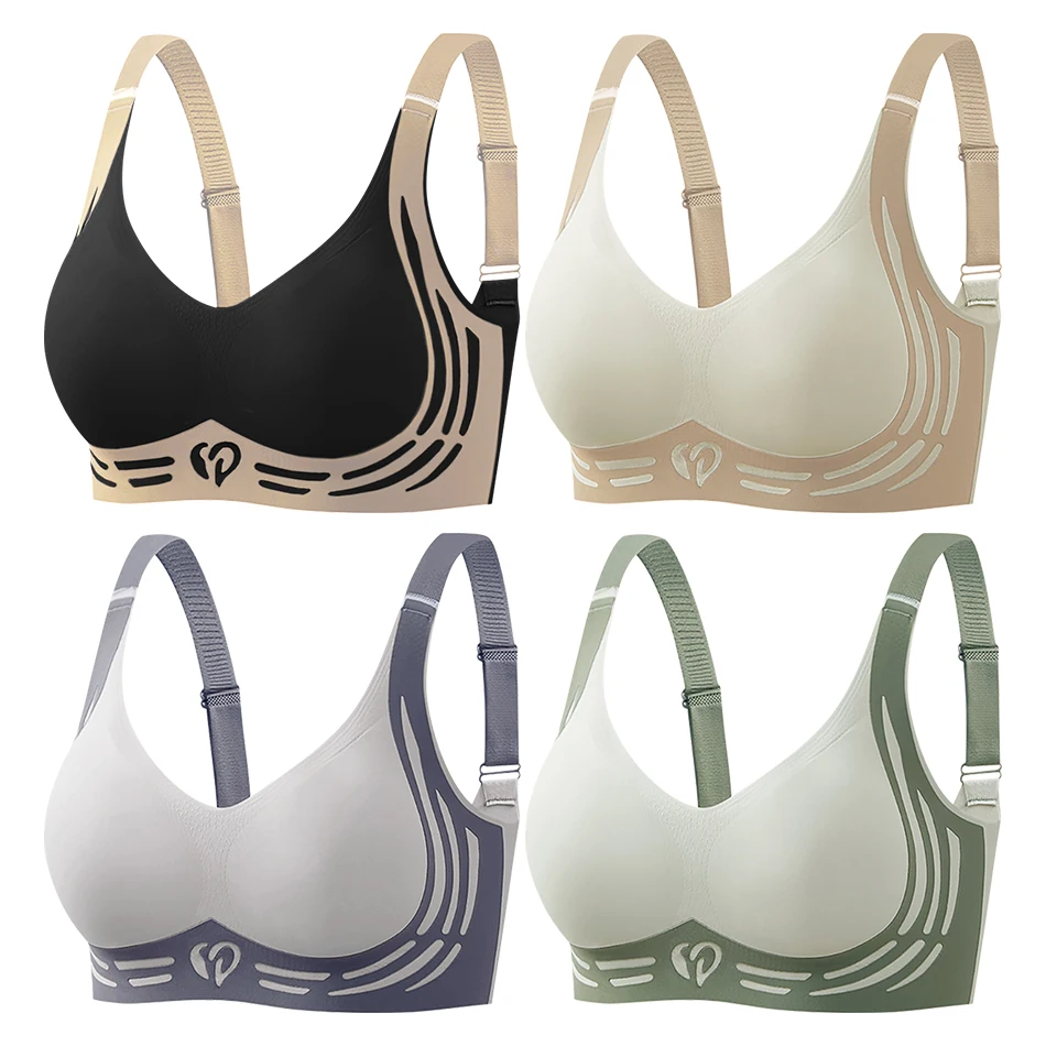 Comfortable and Secure No Underwire Back Shaping Bras with Push Up Support and Gathering Anti Sagging Features for Everyday Wear