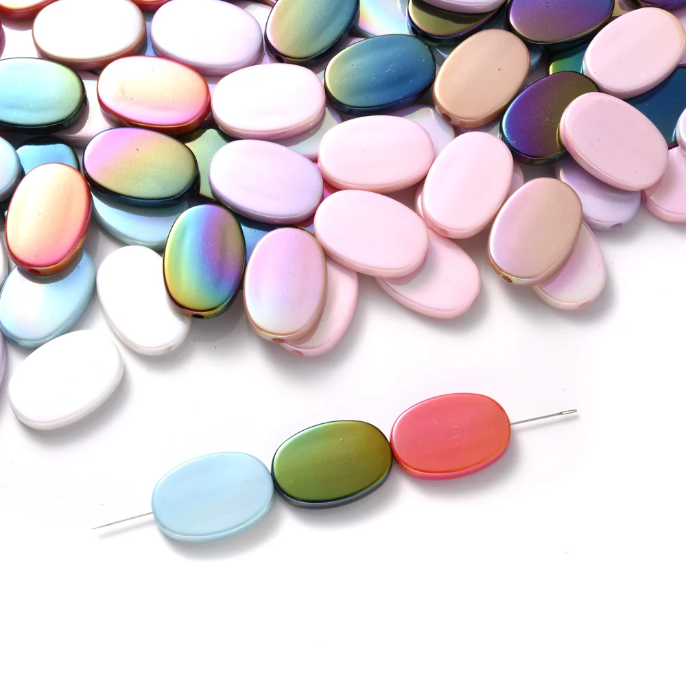10 stuks acryl platte ovale kralen ab kleur focal kralen voor diy ambachten sieraden maken sleutelhanger accessoires kleurrijke ornamenten