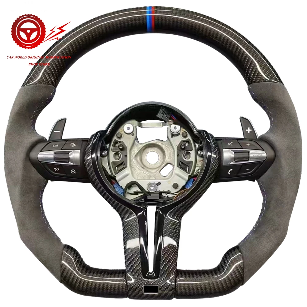 Carbon Fiber Suede Leather Steering Wheel Assembly,For BMW F30 F32 F10 F20 F82 E46 E60 E90 M2 M4 M5 M6 X3 X4