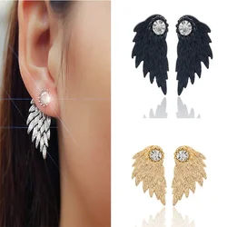 Gothic Accessories for Women Angel Wing Zircon Feather Stud Earrings for Women Piercing Rhinestone Ear Studs Party Jewelry Gift