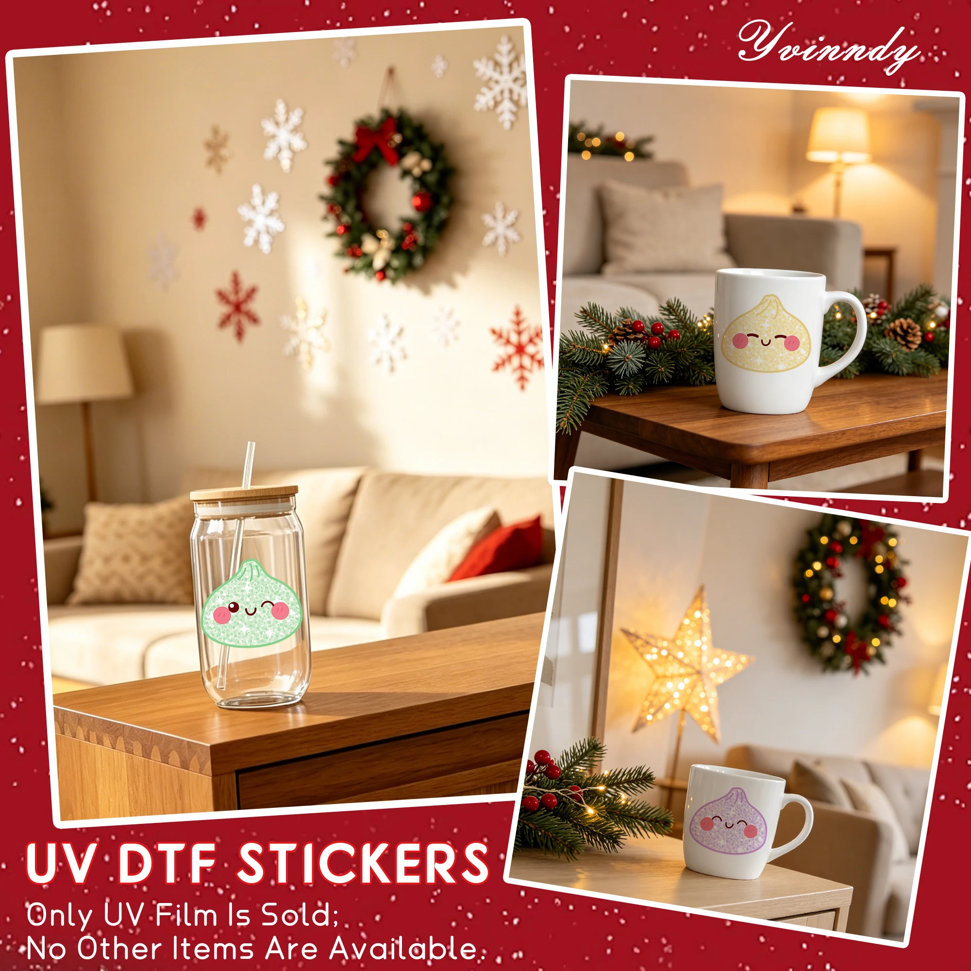 40 Stück/Set Glitzer-Dumpling-DIY-UV-DTF-Becheraufkleber – hochviskose UV-DTF-Becheraufkleber können auf Glas oder 16OZ verwendet werden – Detail 6