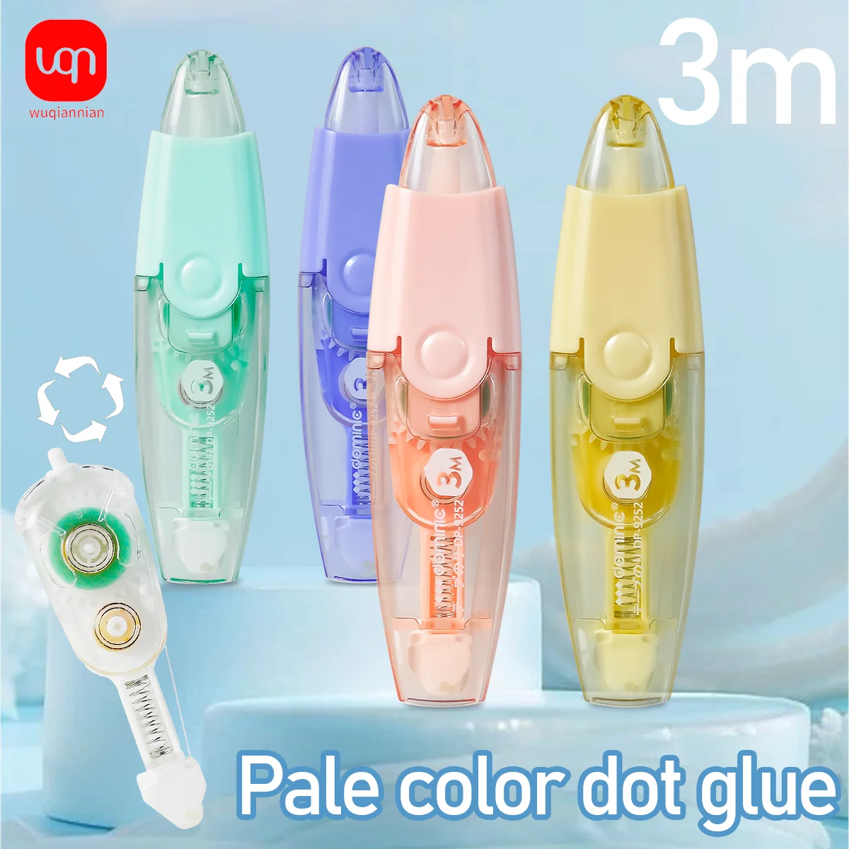 WQN-1PC Simple Large Capacity Double-sided Tape Refillable Core 3M Cutting DIY Notebook Roller Tape School Stationery Supplies