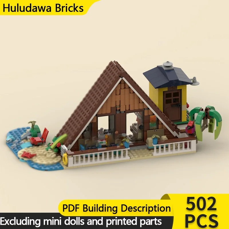 

City Street View Model MOC Building Brick A-Frame Beach Cabin Modular Technology Children Holiday Gifts Assemble Toys Suit