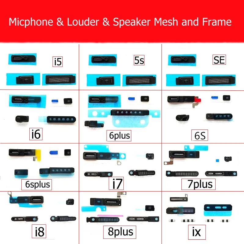 Louder & Speaker & Microphone Anti Dust Mesh and frame For iPhone 5 Se 6S 7 8Plus X XS XR 11 Pro Max  Dust filter Repair Parts