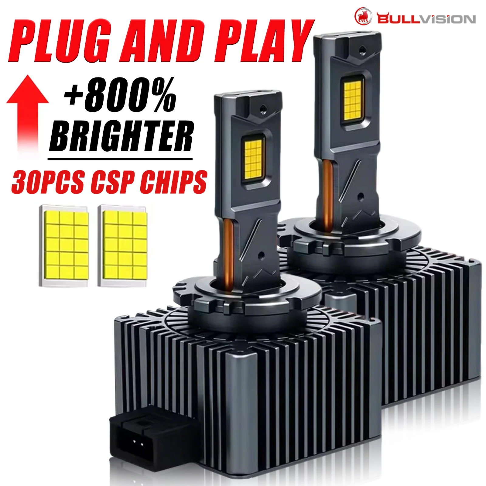 2PCS 30000LM D1S D3S LED Car Headlights Bulbs D2R D2S D4R D4S D5S D8S Turbo Lights 6000K Auto Lamp Plug&Play HID Conversion Kit