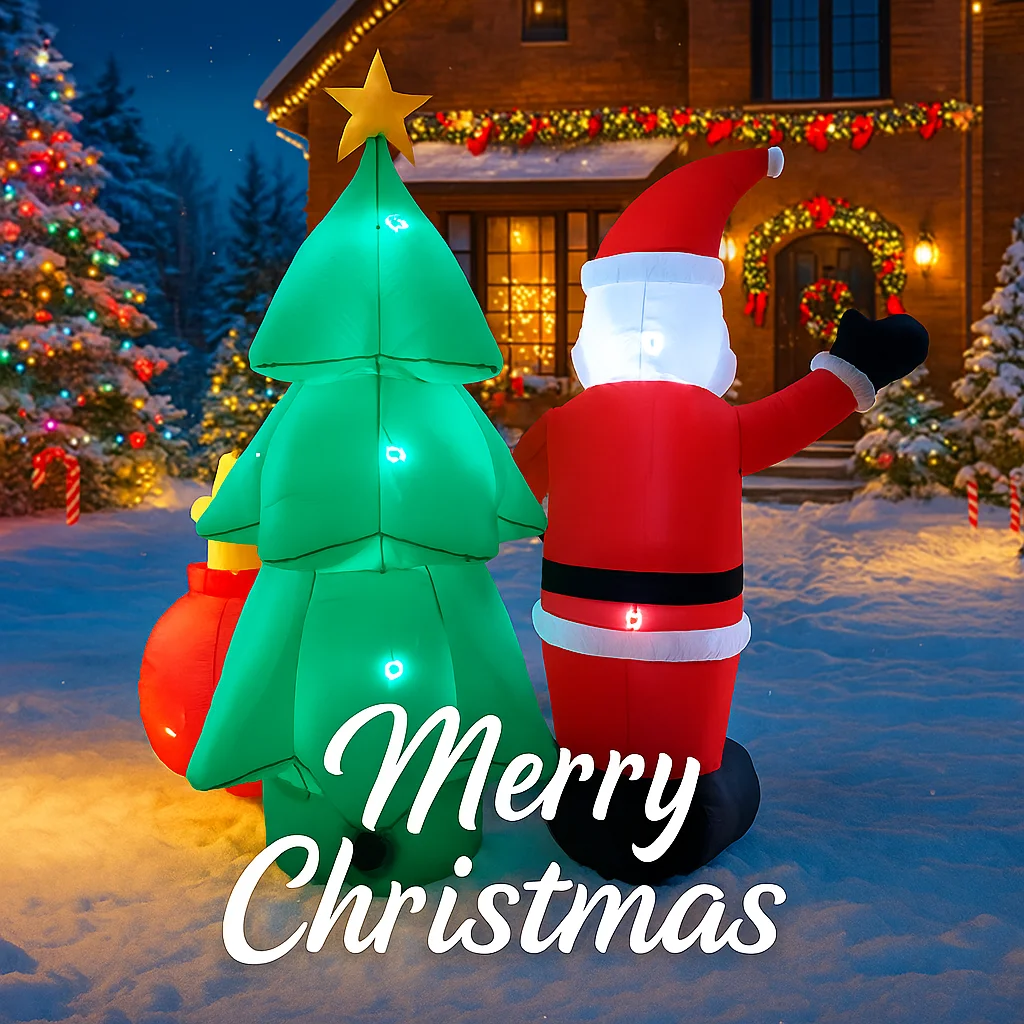 2.2 متر/7FT شجرة سانتا كلوز و تيدي بير زينة أضواء LED ساحة عيد الميلاد الحلي ديكور لوازم DIY بها بنفسك عيد الميلاد تفجير ديكور #6