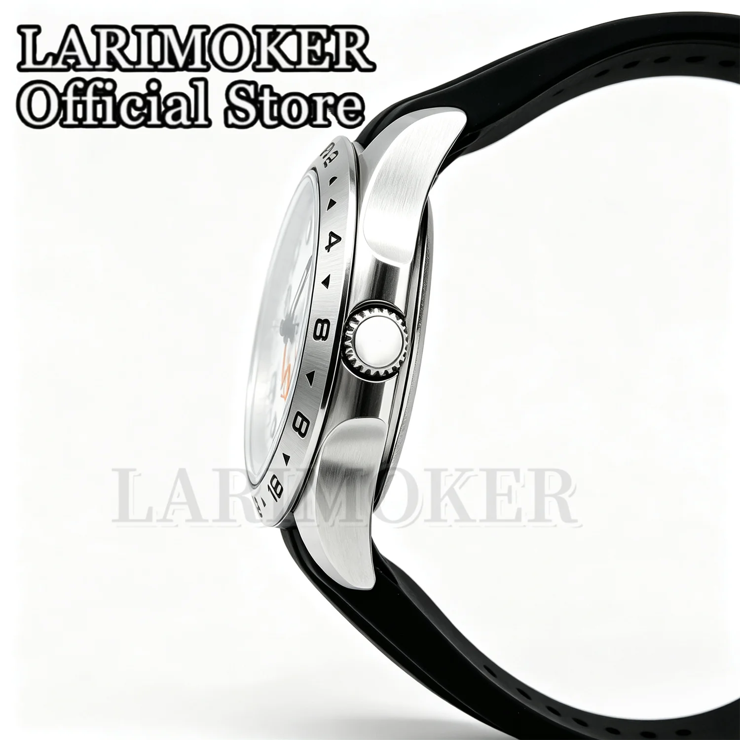 LARIMOKER 40mm/43mm GMT Mechanical Men's Wristwatch Waterproof 24 Hour Fixed Bezel Sapphire Glass Luminous Steel/Rubber Bracelet