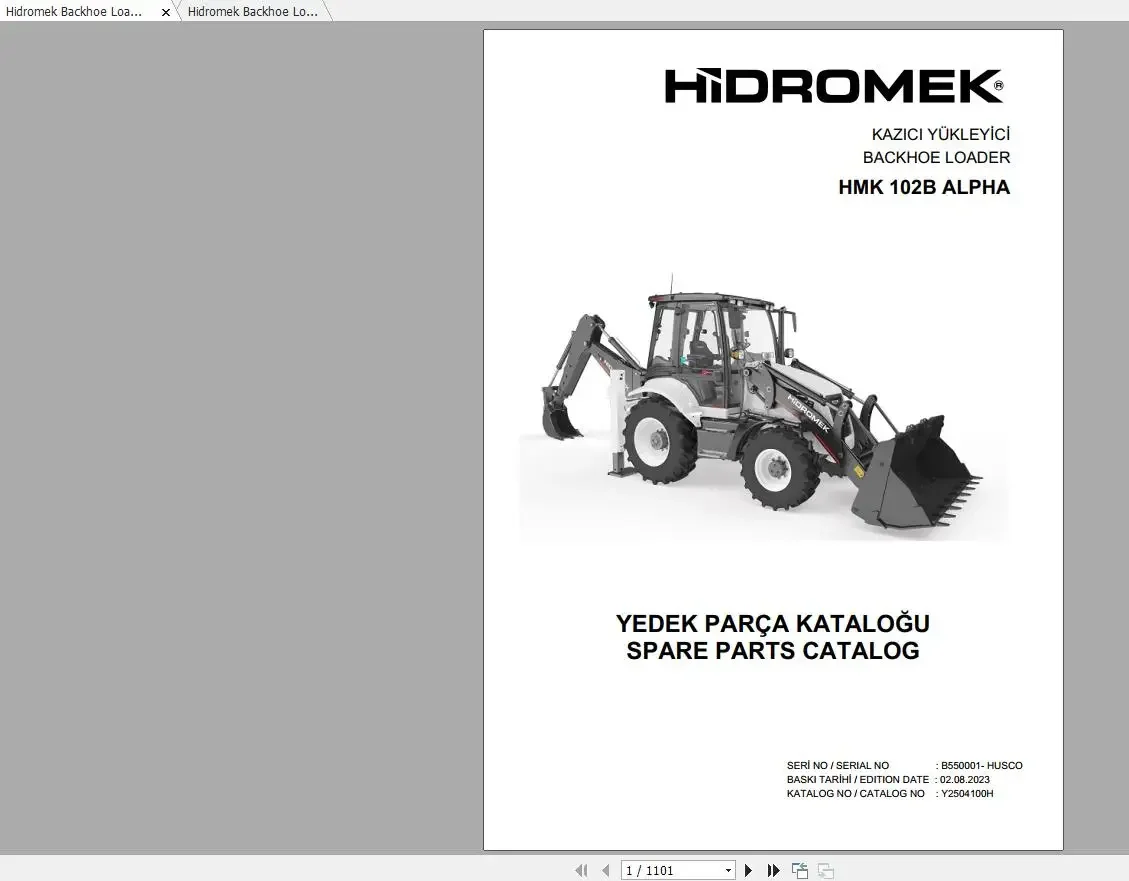 Hidromek Machinery Updated 12.2023 Spare Parts Catalog PDF