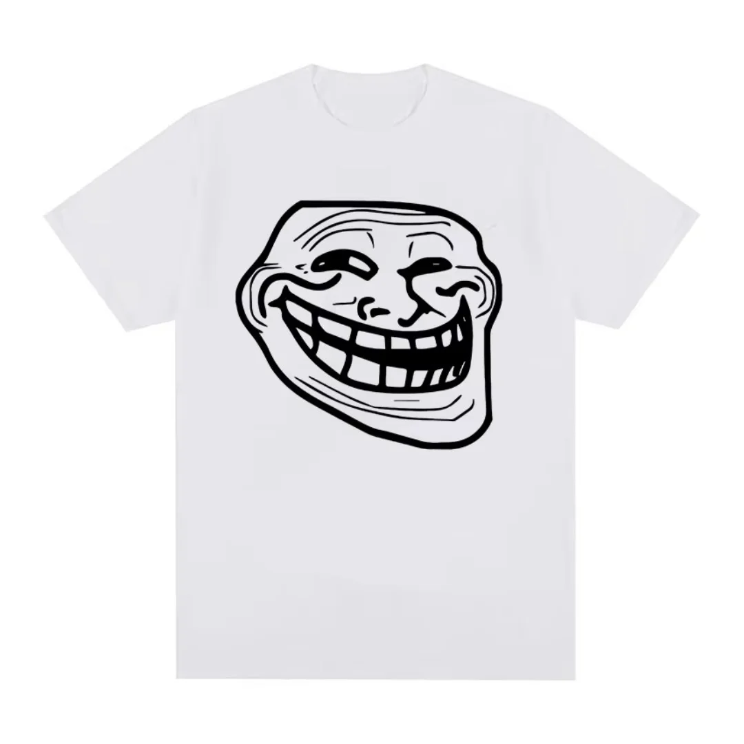 2026 New Short Sleeve Cotton T-shirts for Men and Women Funny Memes Retro Fashion Troll Face Angry Men Harajuku Streetwear
