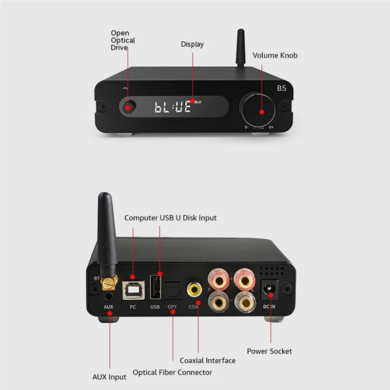 JABS-Audiophile B5 100W * 2 Class D เครื่องขยายเสียงดิจิตอล ESS9018K2M บ้านบลูทูธเครื่องขยายเสียง 192 K/32Bit