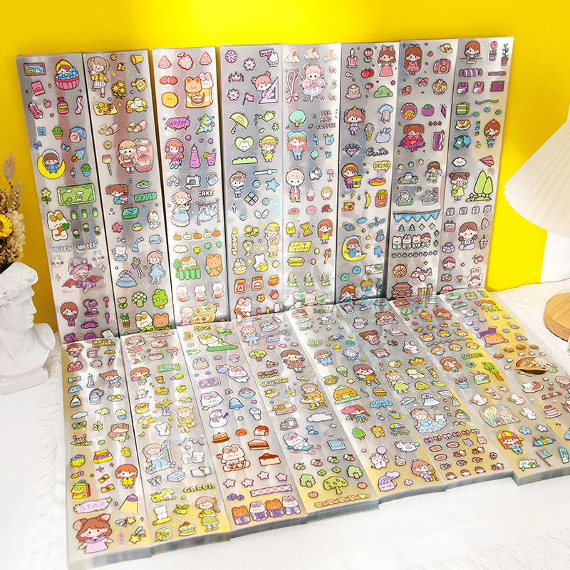 20 Sheets/bag Long Sticker, Random No‑Repeat Cute Waterproof PET Stickers, for Journal, Water Bottle, Luggage Decoration