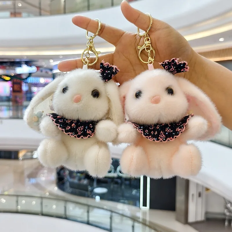 14cm Hot Sale Cute Bunny Plush Keychain Toy Bag Pendant Cartoon Rabbit Doll Car Key Decor Creative Rabbit Keychain Ornament Gift