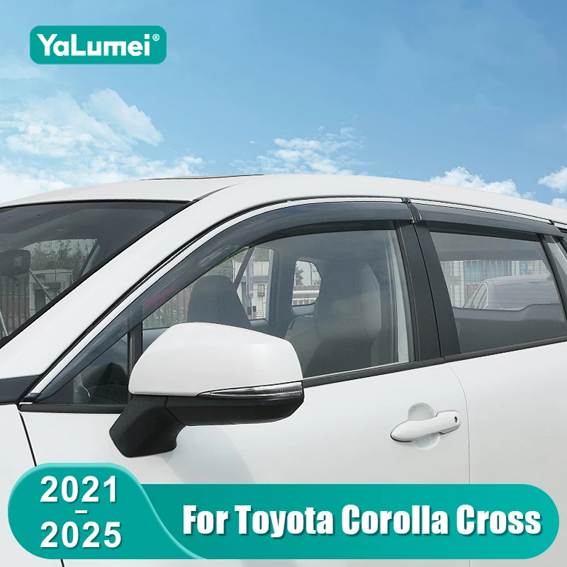 حاجب نافذة السيارة الجانبية تنفيس المظلات الملاجئ المطر الحرس لتويوتا كورولا كروس XG10 2021 2022 2023 2024 2025 الملحقات الهجينة