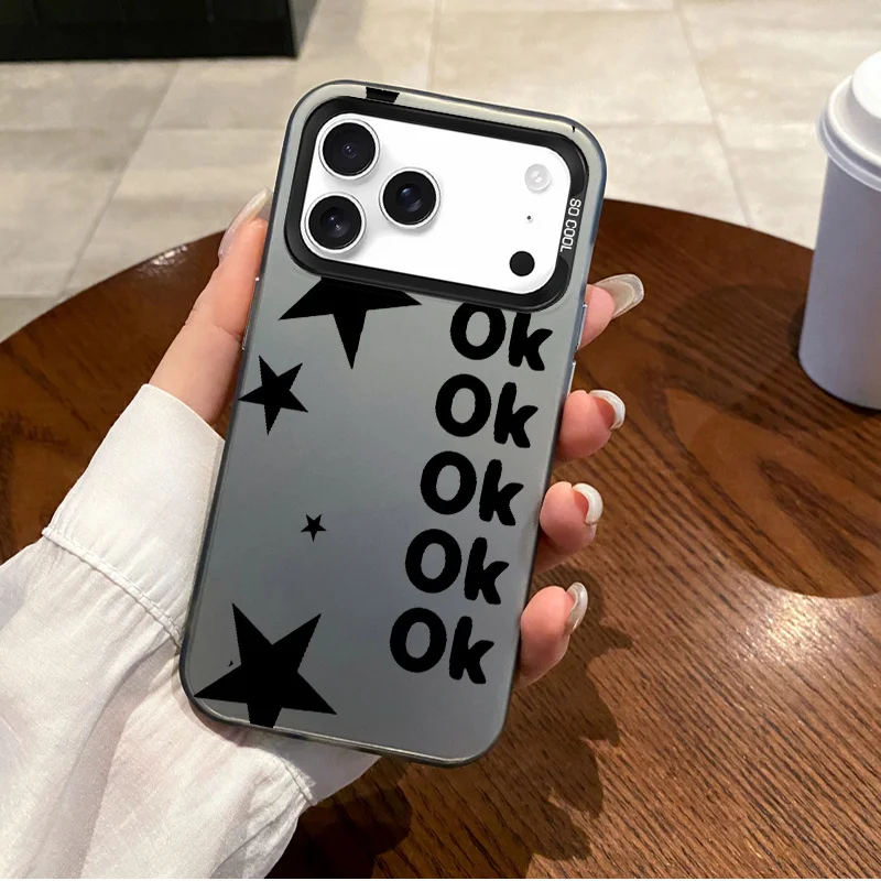 Ok pattern phone case is suitable for iPhone 17 16 15 14 13 12 11 Pro/ Max/Plus anti-fall and shockproof rear cover