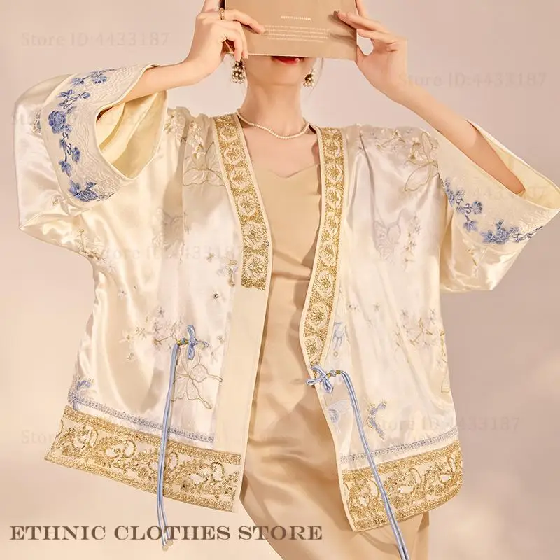 Traditional Japanese Women Kimono Cardigan Gown Luxury Embroidery Kimono Haori Yukata Streetwear Chinese Style Coat Loose Jacket - Image 3