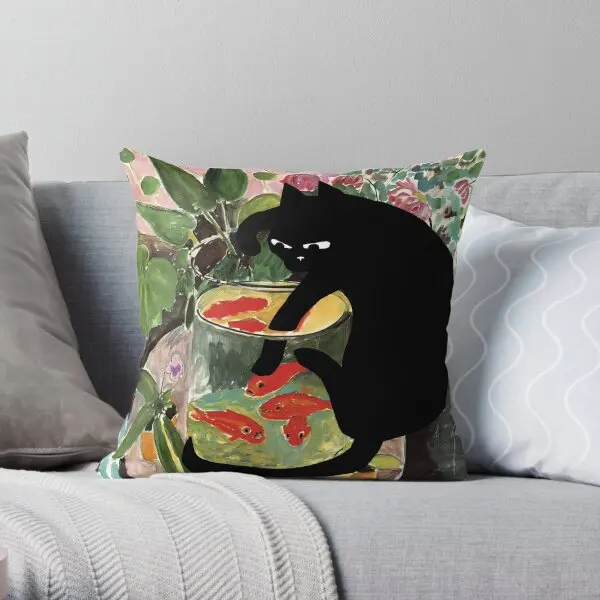 Matisse 39 S Goldfish And A Cat  Printing Throw Pillow Cover Hotel Cushion Bedroom Case Sofa Anime Pillows not include One Side