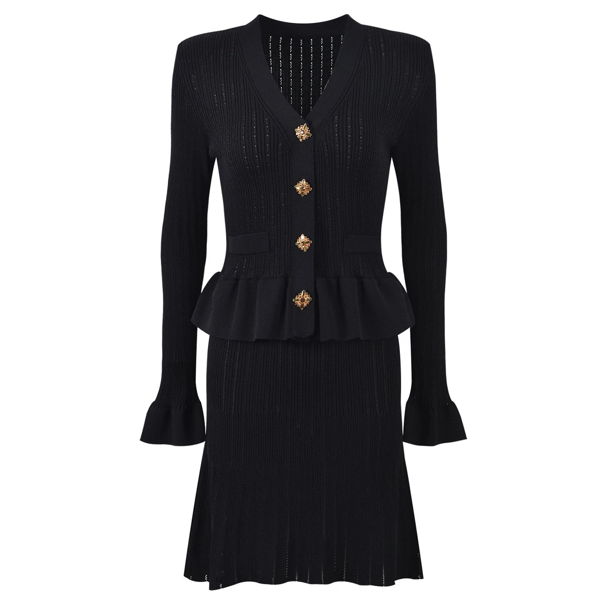 

High Quality Spring And Autumn New Style Fashionable Temperament Commuting Women's Knitted V-Neck Slim Fit Long Sleeved Dress