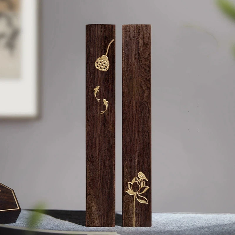 Solid Wood Paperweight Pair Calligraphy Painting Beginners Practice Wooden Press Paper Weight Desk Decoration Home Office Supply