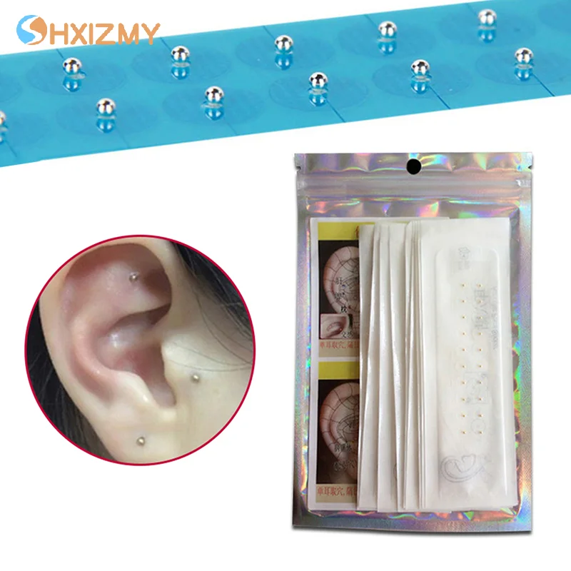 100/200 PCS หูจุดสติกเกอร์หูความดัน Stick การฝังเข็มลูกปัดแม่เหล็ก Auricular หูสติกเกอร์นวด