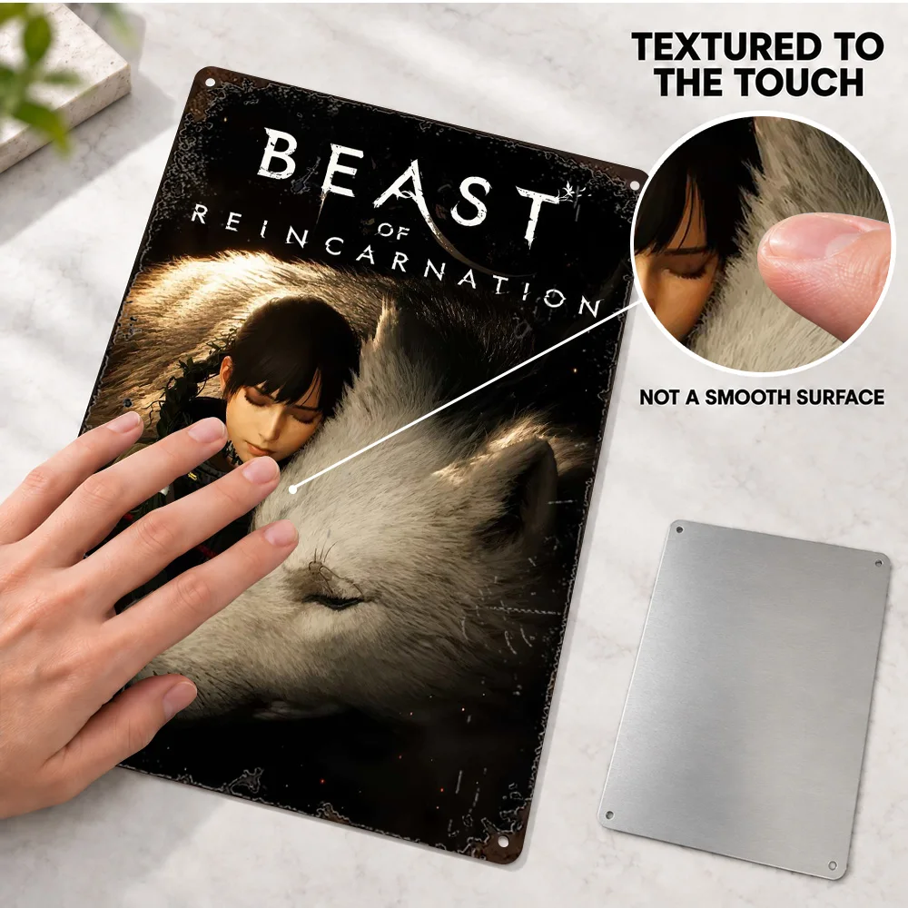 Beast Of Reincarnation Aluminum Poster Personalized Metal Sign Detailed Digital Fantasy Illustration Wall Art For Living Room