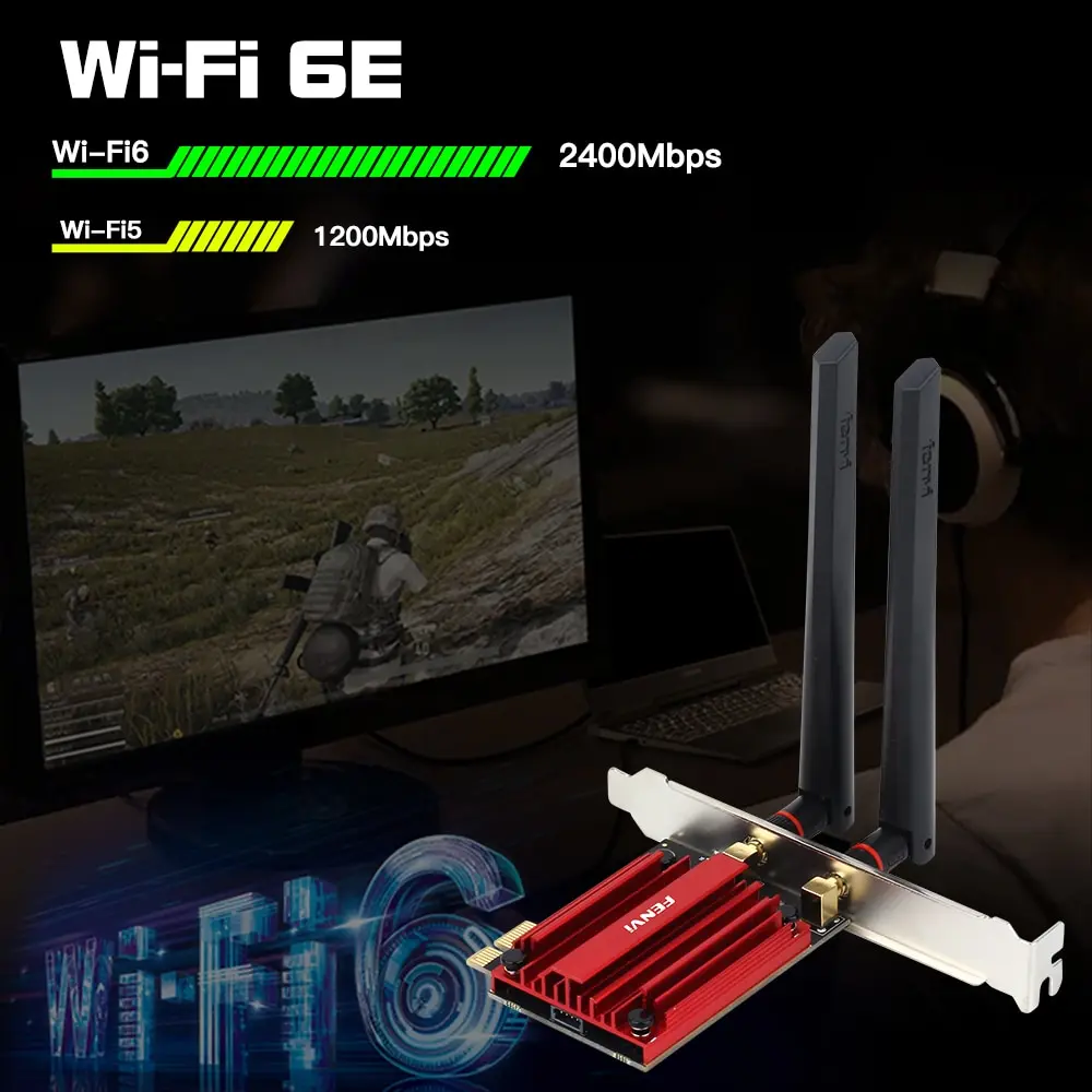 FENVI WiFi 6E AX210 5374Mbps Wireless PCIE Adapter Tri Band 2.4G/5G/6Ghz Compatible Bluetooth5.3 Network WiFi Card For Win 10/11