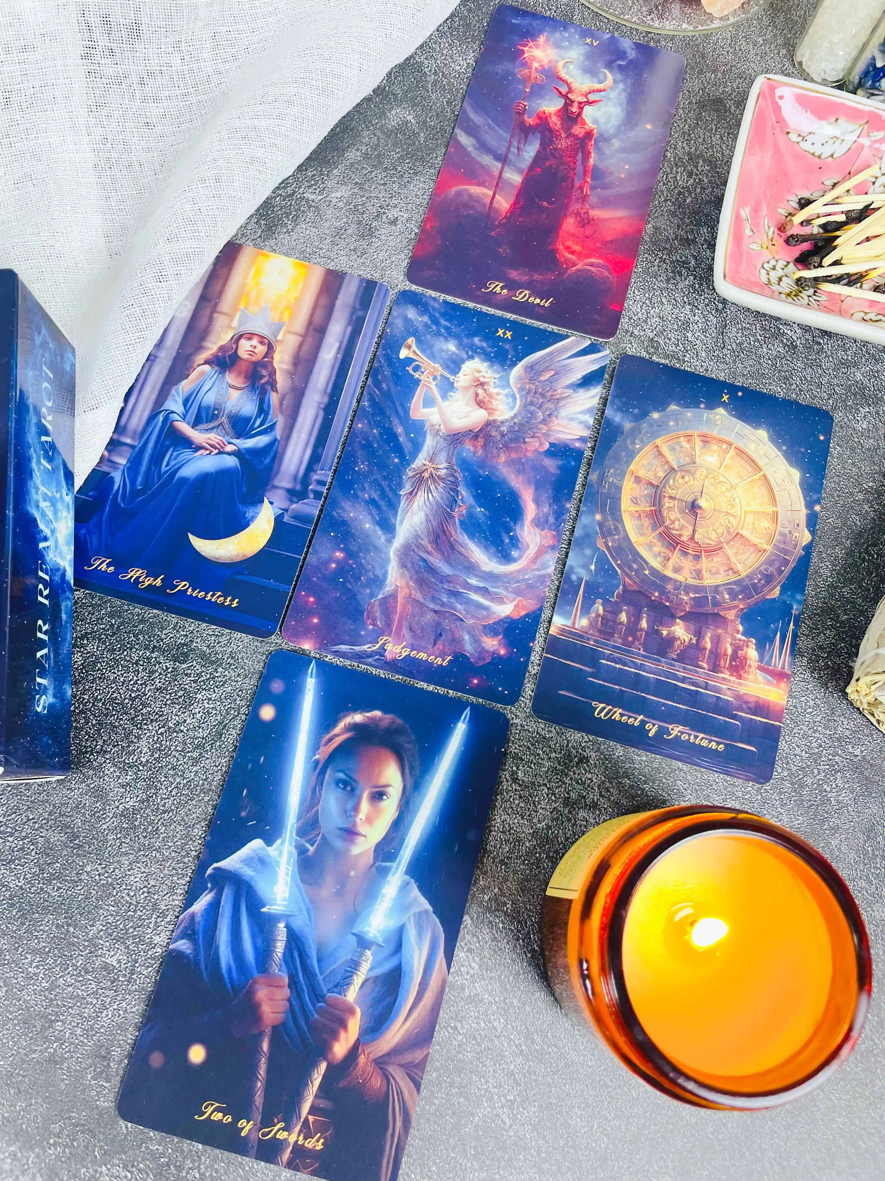 

Колода Таро Star Realm, оригинальные 78 карт, 400 г, бумага Райдер Уэйт Смит, космическое ангельское гадание, оракул для начинающих, 12x7 см, руководство в формате PDF