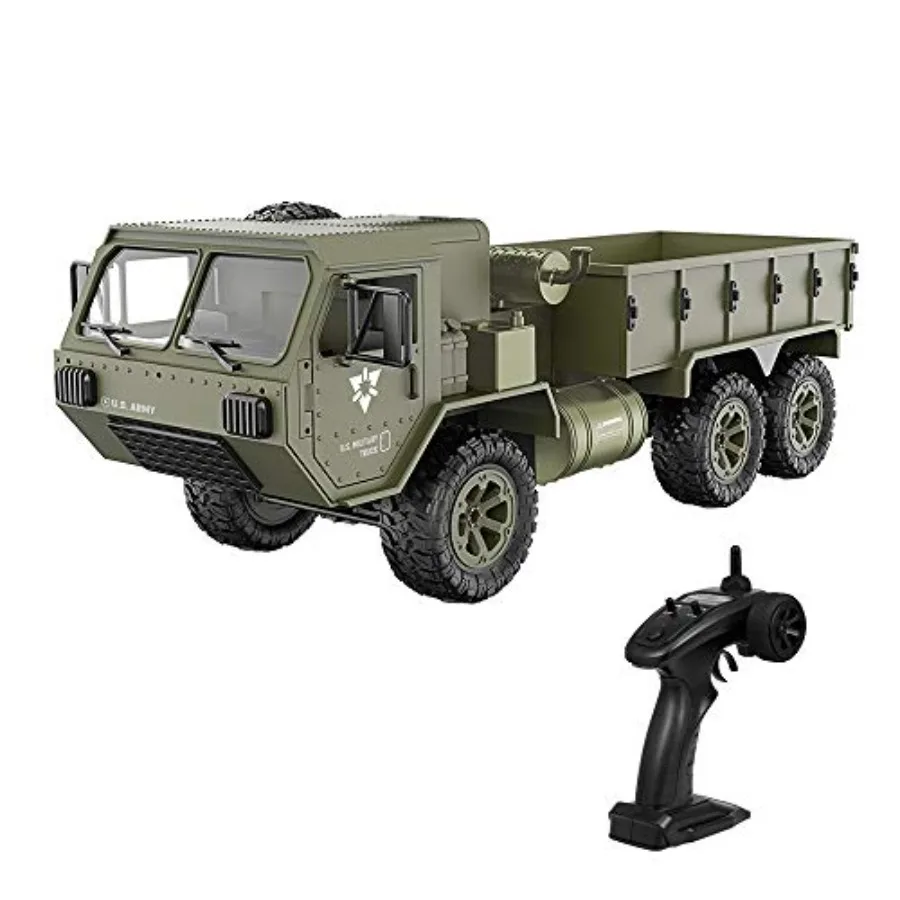

RC Military Truck 1:12 Scale 6WD Remote Control Car All Terrain Off-Road Electric Toy Vehicle for Adults Durable ABS Plastic Ol
