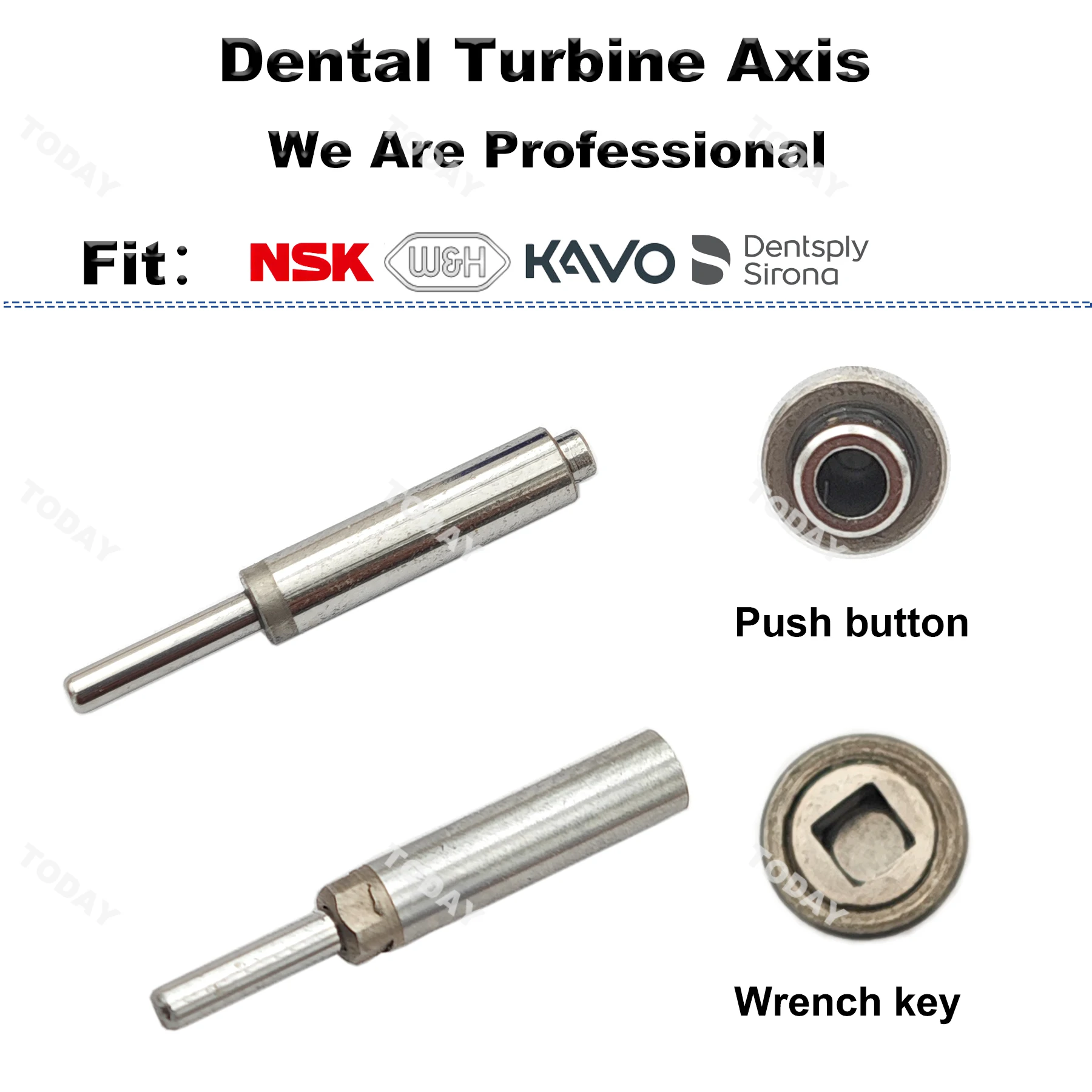 

5Pcs Dental Turbine Spindle Top Grade Push Button/Wrench Key Axis Wrench Shaft For NSK KAVO WH Sirona High-speed Handpiece