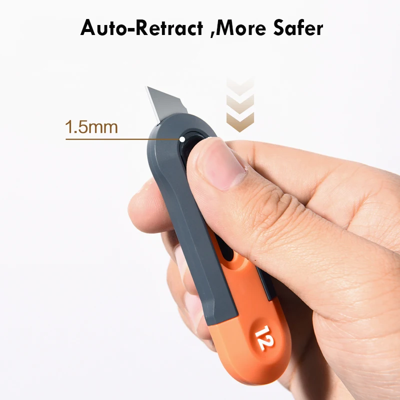 Deli Mini Knife Pocket Briefpapier НоControls Couteau Front Zelfsluitende Proptable Box Cutter Auto-Intrekken Opgewaardeerd Voor Kantoorbenodigdheden