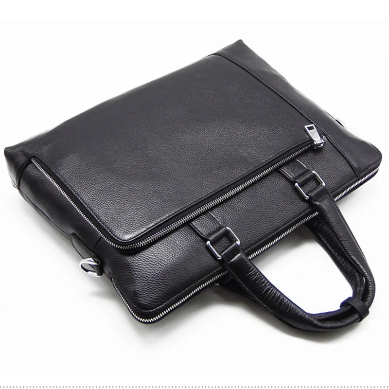 Men's Luxury Cowhide Briefcase Black  Man Crossbody Real Leather Bags For Male Business Shoulder Handbags Bandolera Hombre 2025