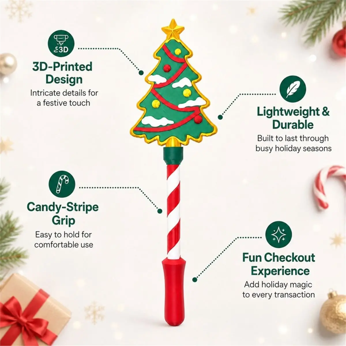 Wand Tap to Pay Christmas Tree Contactless Payment Magic Wand Card Reader Payment Checkout Fun Prop