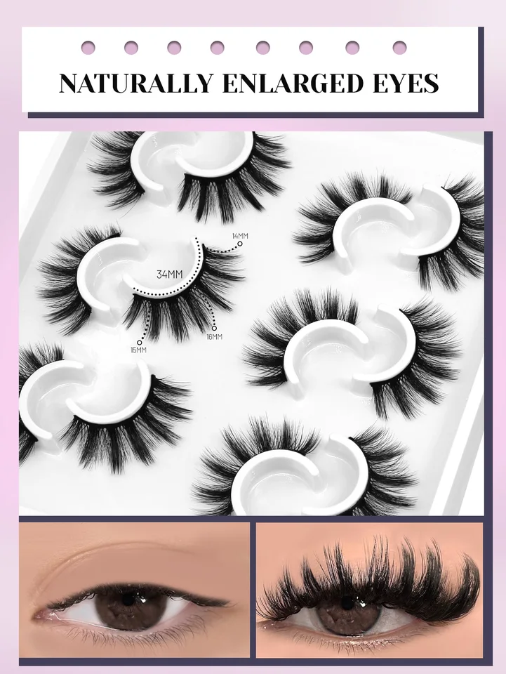 Pestañas GROINNEYA 3D de visón, esponjosas, reutilizables, estilo manga, naturales y ligeras para extensión 3