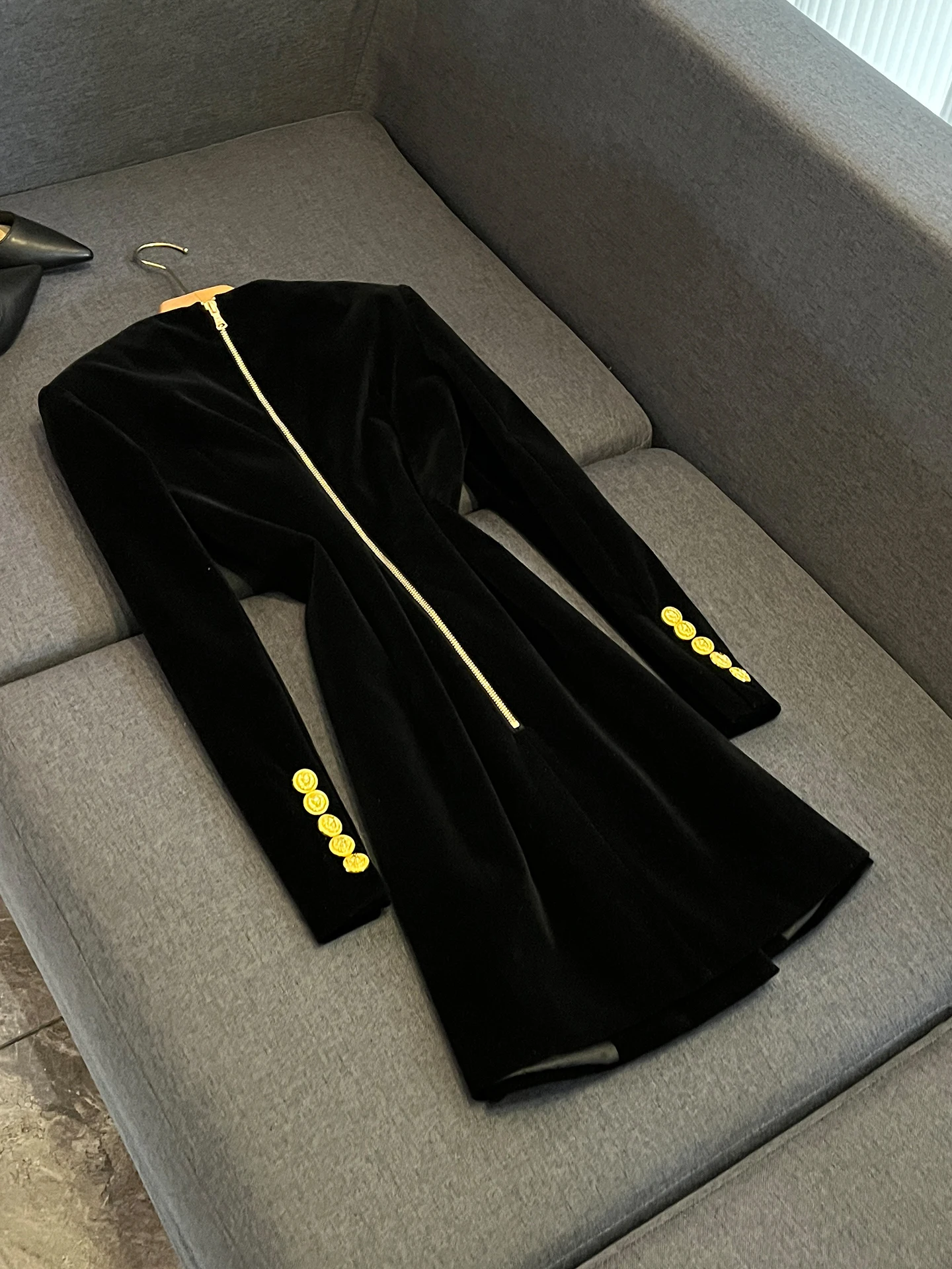 Ele velours tissu Long Sve v-ne coupe ajustée t-shirt bouton costume pour femme Dr Classy trajet Sle vêtements toutes saisons