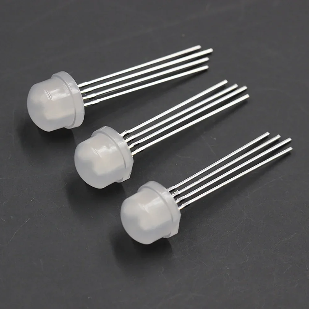 10Pcs 8mm RGB Fog Diffused LED Diode Lights 4 Pins Common Cathode/Anode Electronics Components Straw Hat Light Emitting Diodes