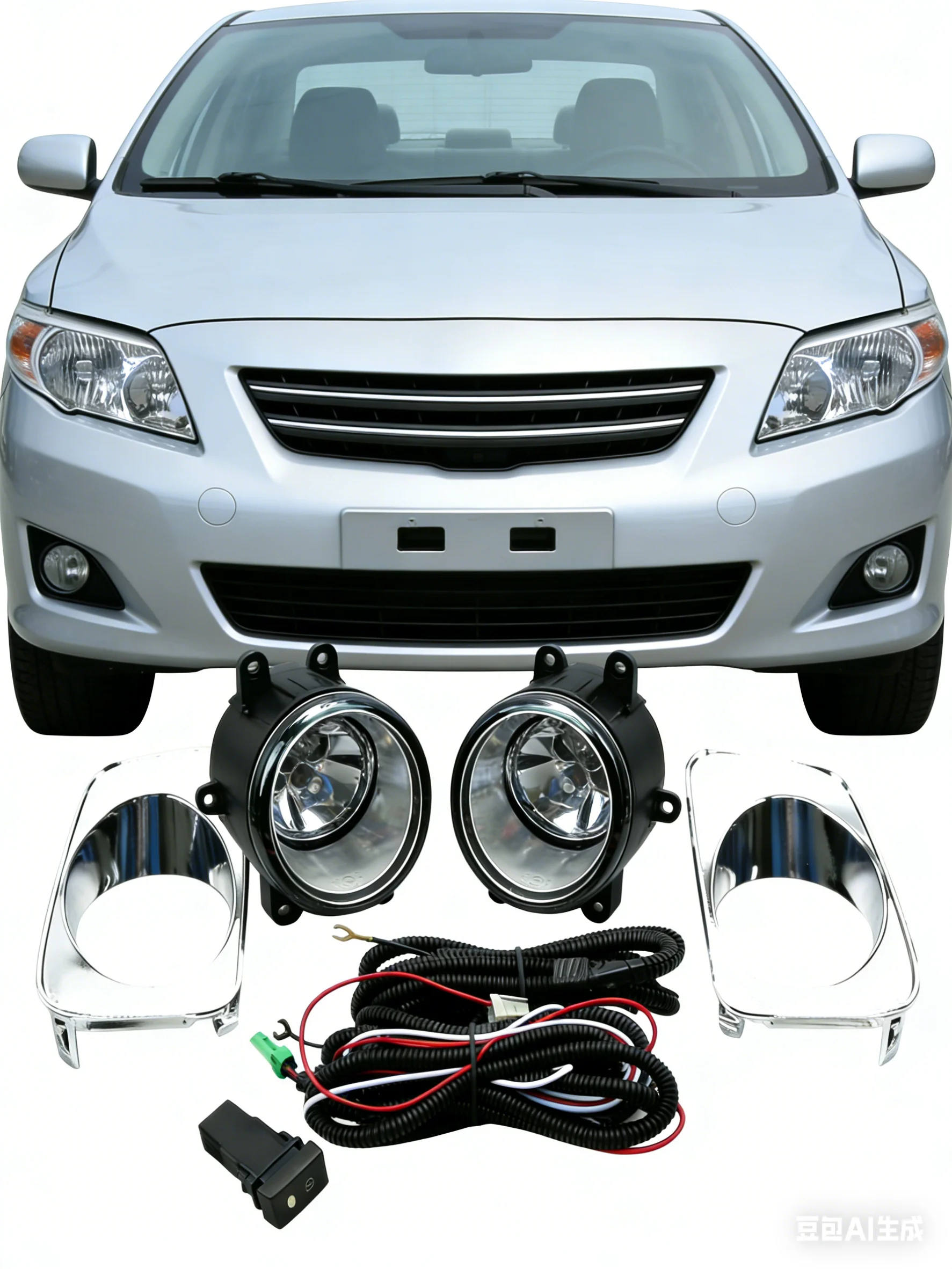 For Toyota Corolla Axio Fielder 2007-2011 Front Fog Light Assembly Fog Lamp Car Driving LightSet Switch + Wiring