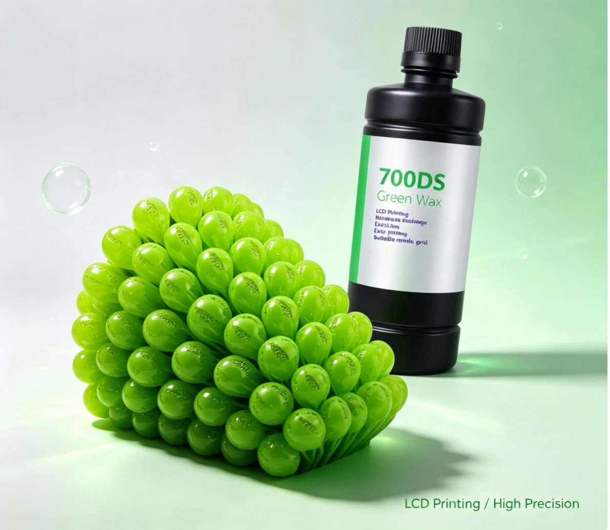 1KG Green Liquid Photopolymer Resin for LCD DLP 3D Printing, High Precision Material for Jewelry Casting