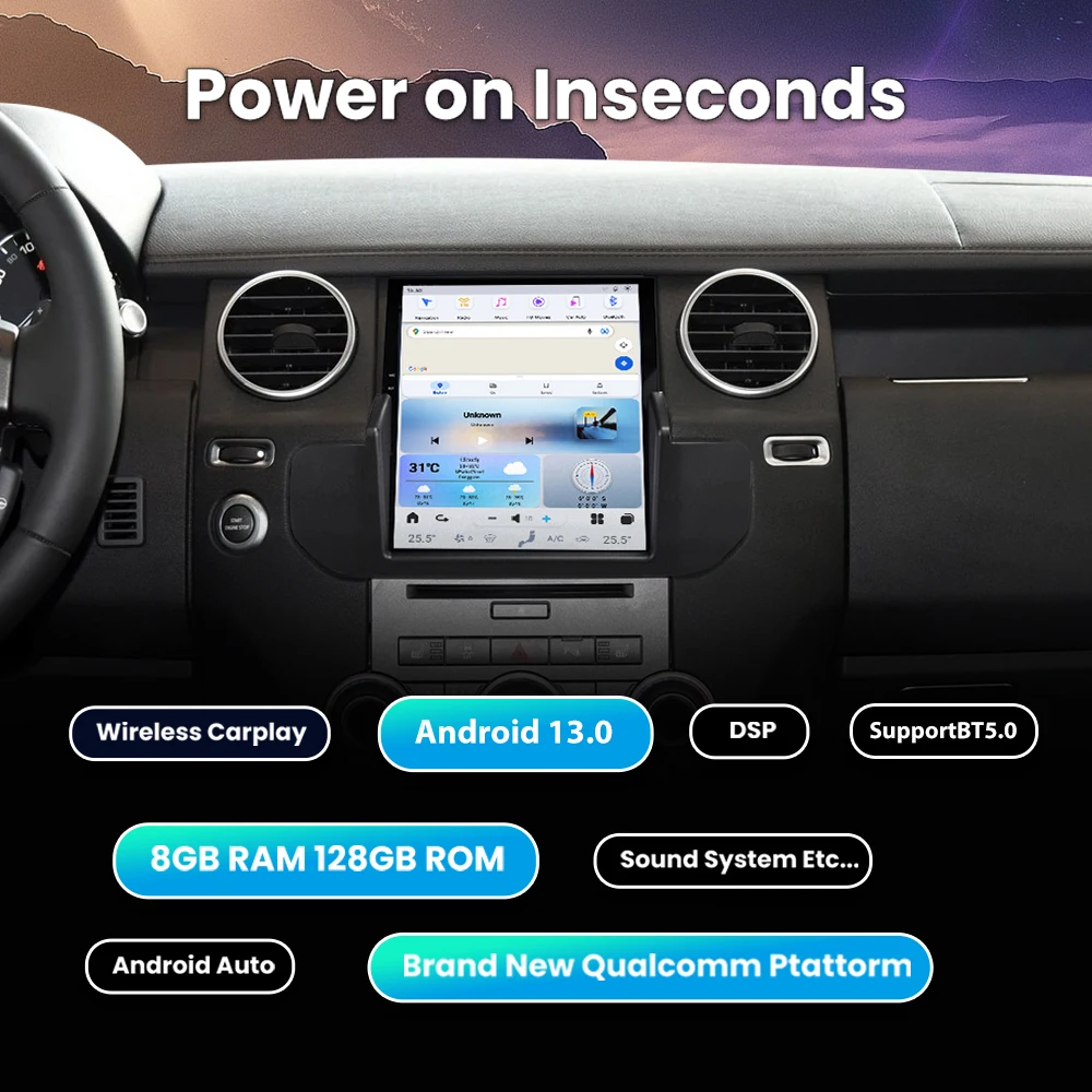 10.4 Inch Android 13 Car Radio Carplay for Discovery 4 2010-2016 Multimedia Stereo Head Unit Navigation