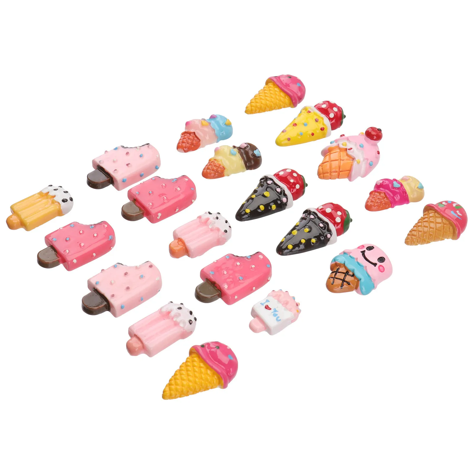 20pcs Ice-Cream Resin Diy Ornaments For Kids Home Room Decor Colorful Adornment Craft Adornment Educational