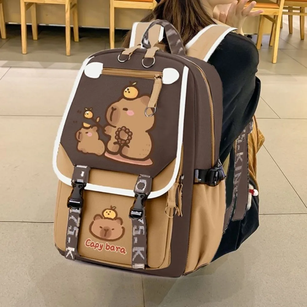 

Fashion Large Capacity Capybara Backpack Multi-layer Multipurpose School Backpack Nylon Students Schoolbag