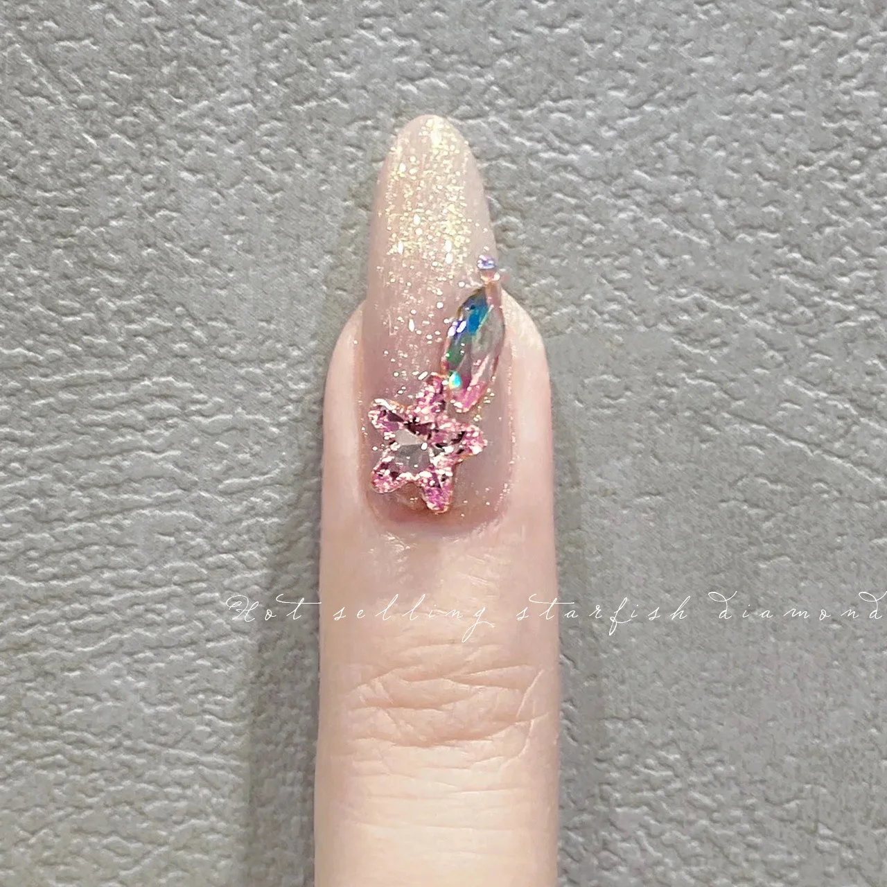 -Floral Starfish- Summer Sea Crystal 6/8mm Chubby Starfish Glassy Gems Fancy Moonlight Pointed Cutlet Diamond Nailfit Charms 404