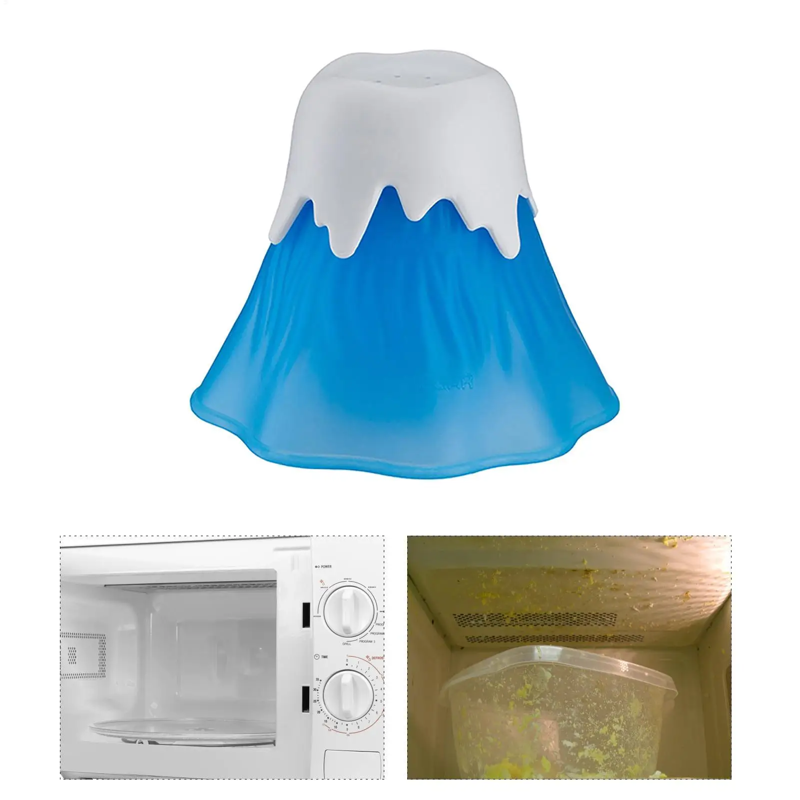 Lavadora de microondas con forma de volcán, limpiador de microondas para cocina, ayudante de limpieza de alta temperatura, fácil de limpiar con vinagre y agua