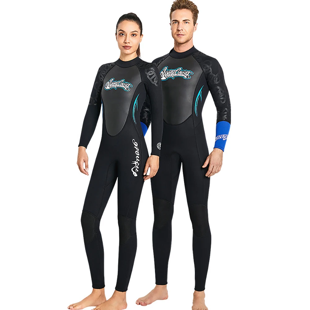 

Women Men's 3mm Wetsuits Long Sleeve Scuba Dive Snorkeling Clothes Surfing Kayaking Suit Black Neoprene One Piece Warm Swimwear