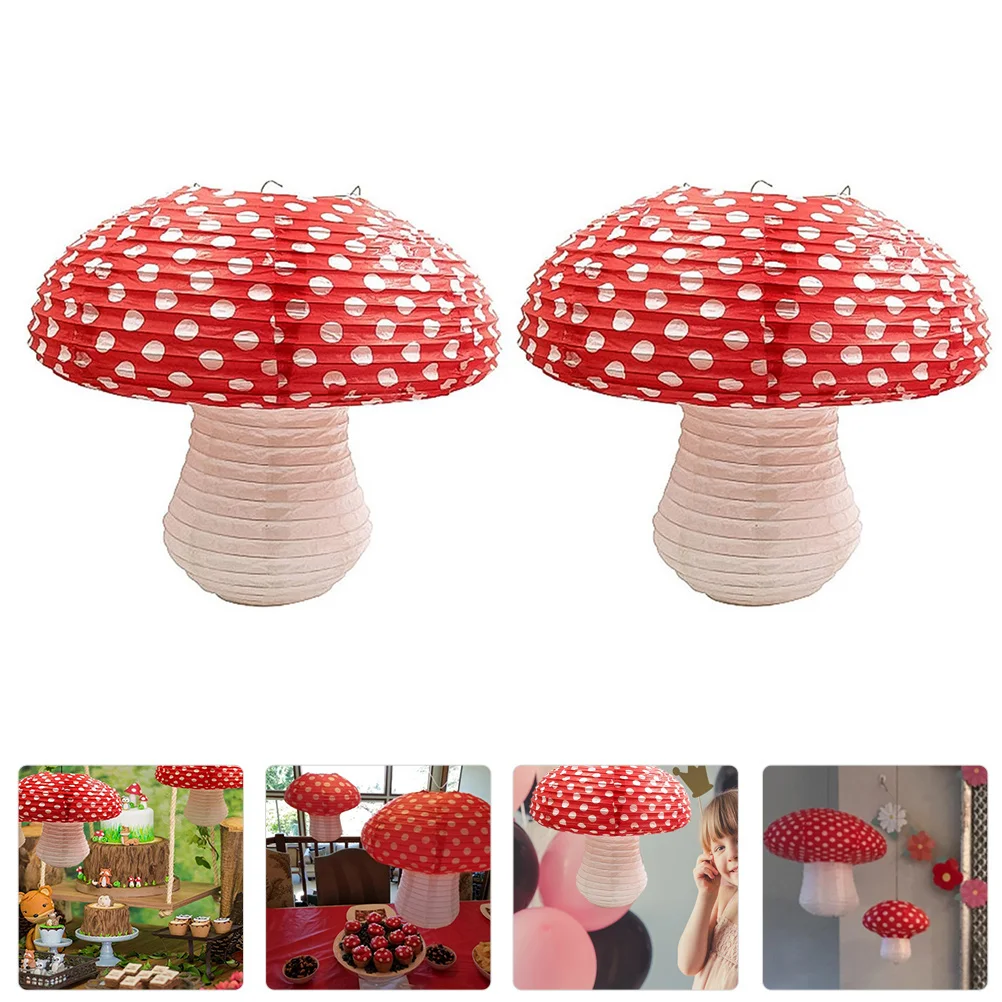 

2 Pcs Mushroom Decorative Lanterns Mushroom-shaped Party Props Decorate Child