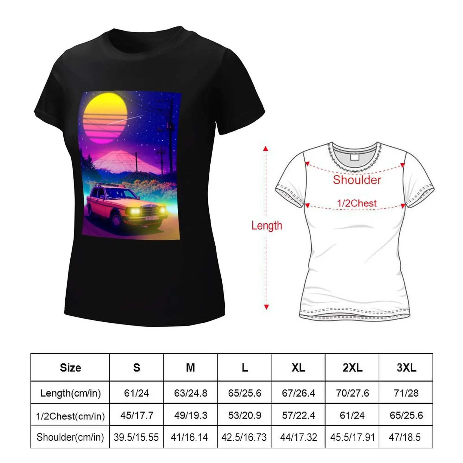fuji mountain view car T-Shirt plus size tops Female clothing aesthetic clothes vintage Women's tops