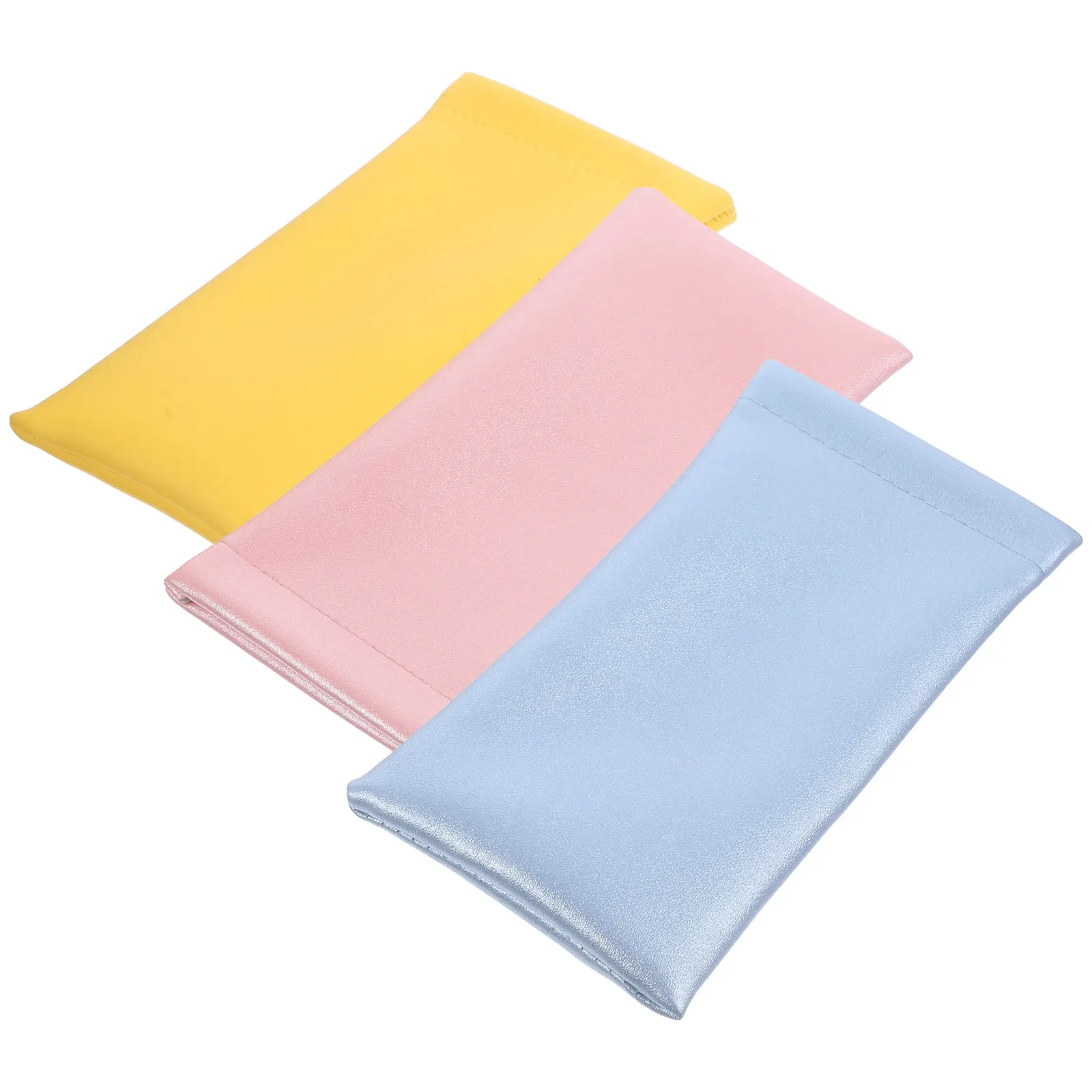 

3pcs Glasses Storage Bag Eyeglass Case Soft Material Automatic Opening Closing Portable Blue Yellow Pink Sunglasses
