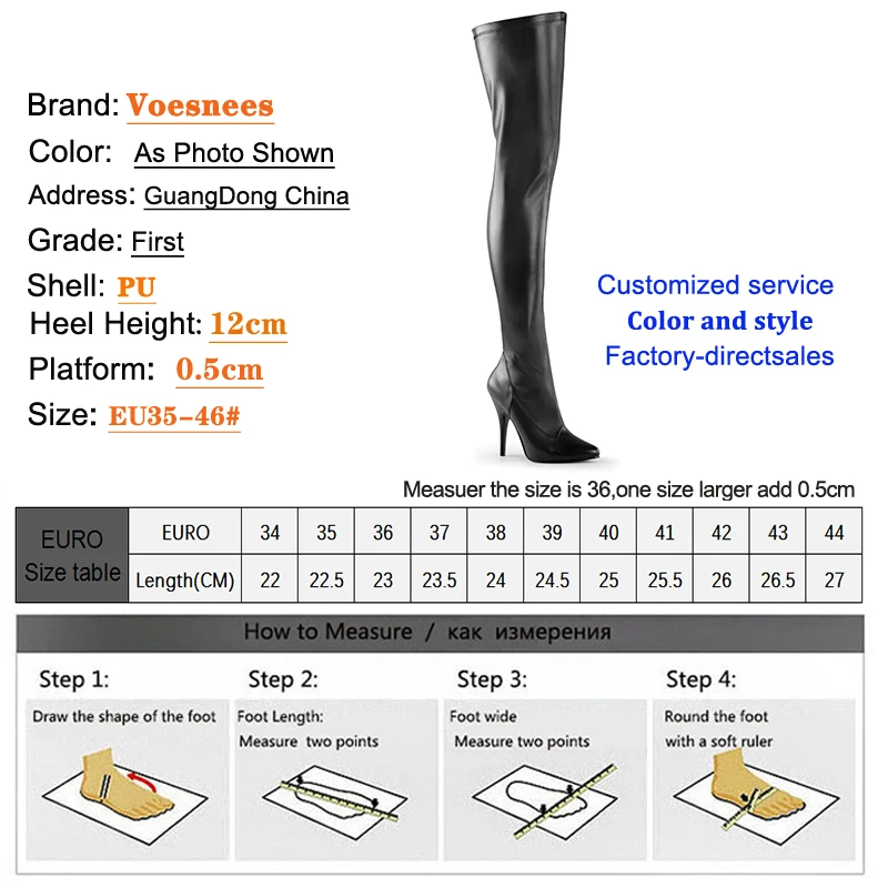 Over-the-Knee Women\'s Luxury Brand Leather Long Shoes Side Zipper Pointed Toe Black Stiletto Cross Thigh High Boots Plus Size 46