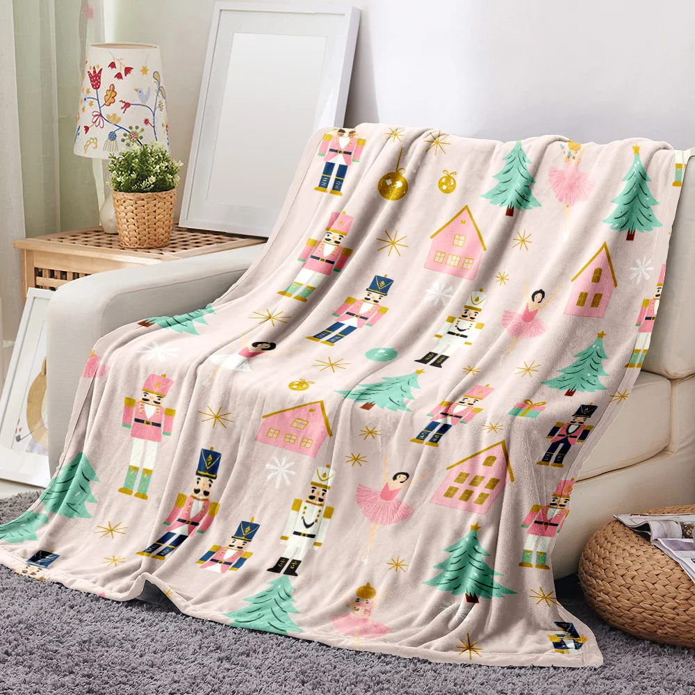 1PC Nutcracker and Ballerina Christmas Print Blanket-Made of soft plush flannel, perfect for sofas, beds or loungers. It is idea